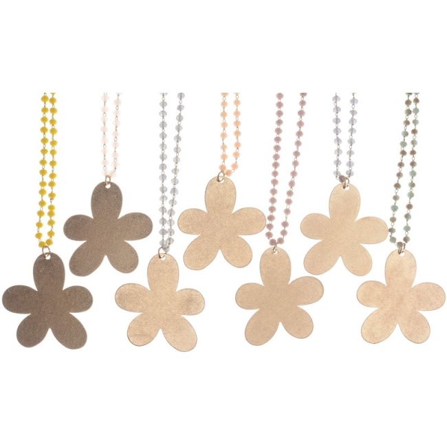 COLLAR LARGO CRISTALES FACETADOS COLGANTE FLOR METAL