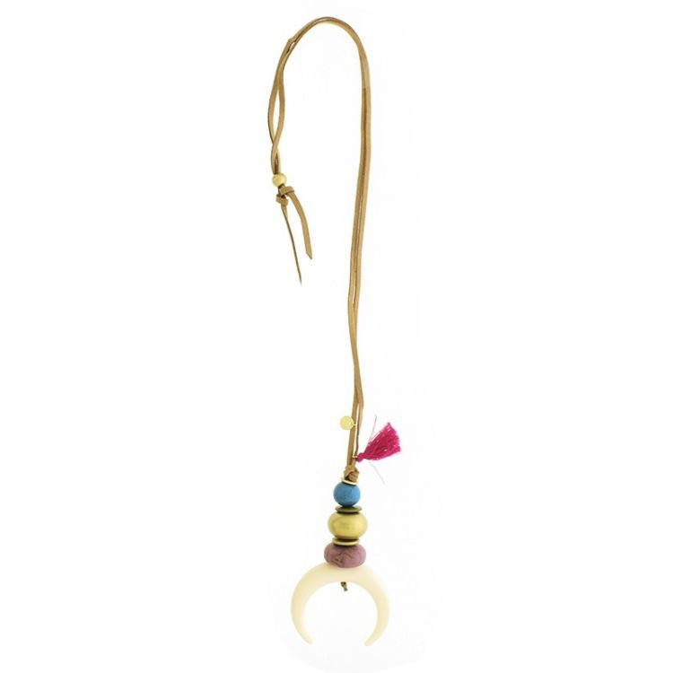 COLLAR LARGO COLGANTE MEDIA LUNA RESINA