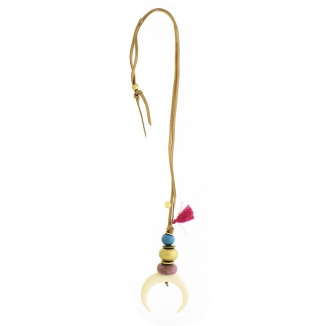 COLLAR LARGO COLGANTE MEDIA LUNA RESINA