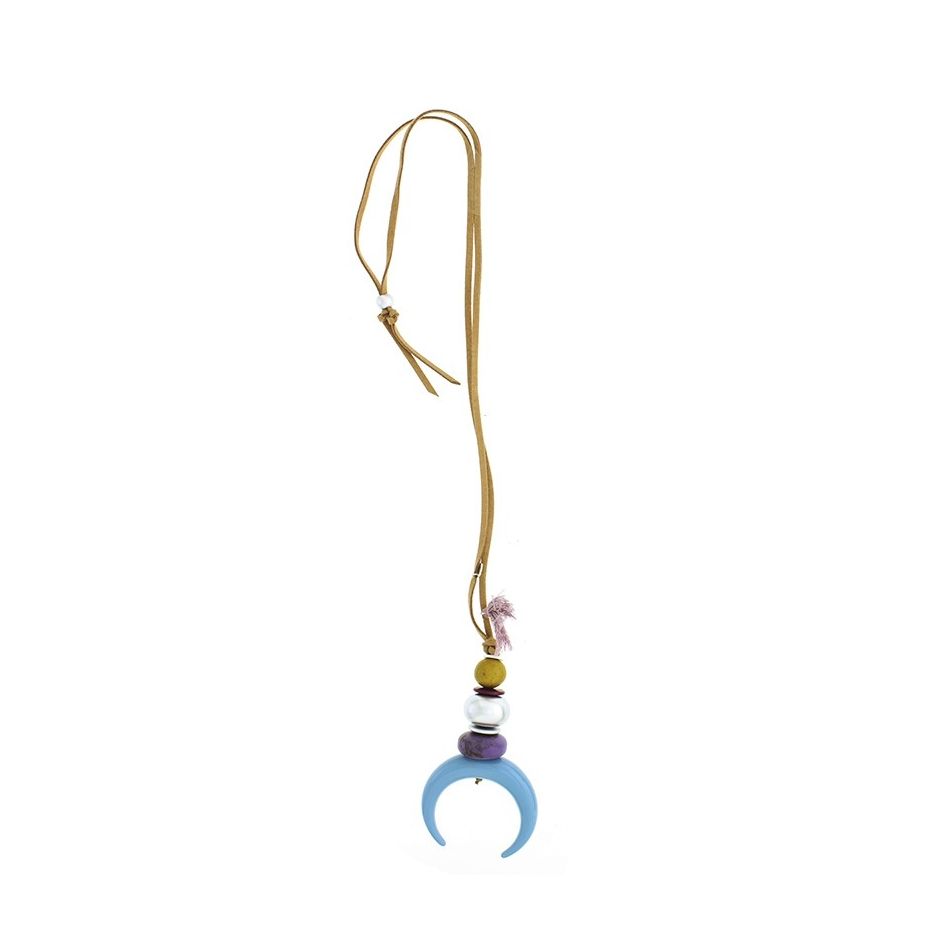 COLLAR LARGO COLGANTE MEDIA LUNA RESINA