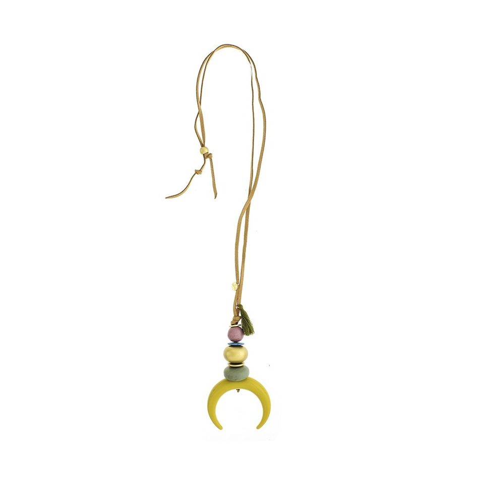 COLLAR LARGO COLGANTE MEDIA LUNA RESINA