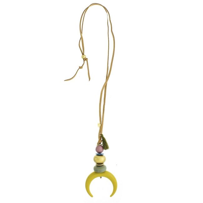 COLLAR LARGO COLGANTE MEDIA LUNA RESINA