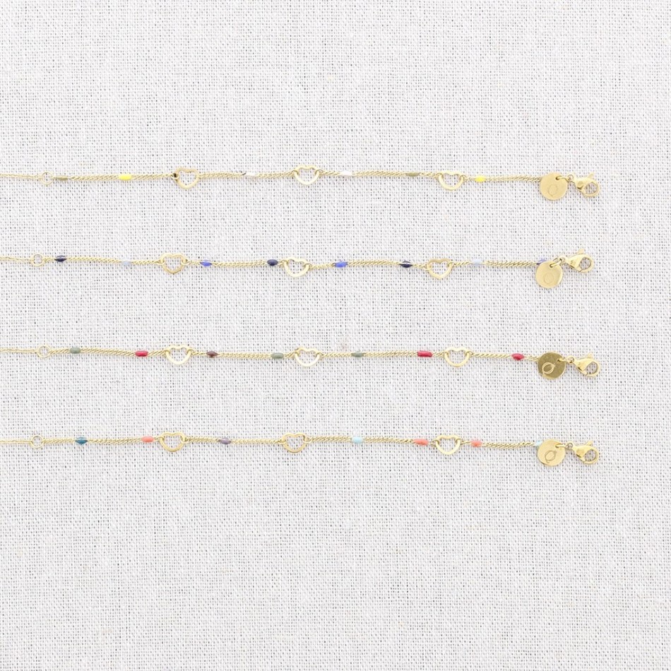 PULSERA ACERO ESMALTE CORAZONES