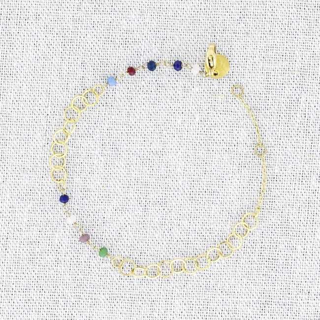 STEEL BRACELET WITH FACETED CRYSTAL RINGS