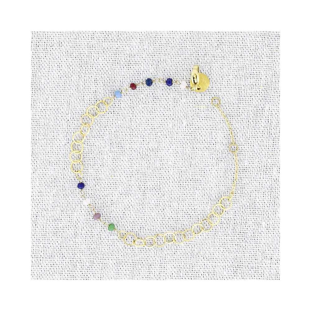 STEEL BRACELET WITH FACETED CRYSTAL RINGS