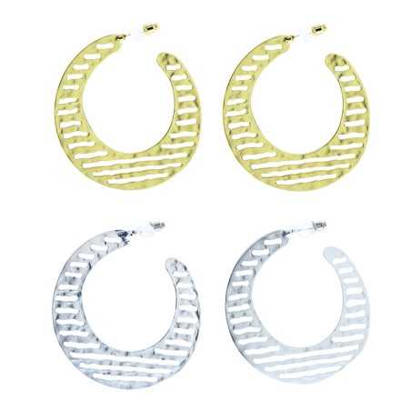 METAL OPENWORK HOOP EARRINGS