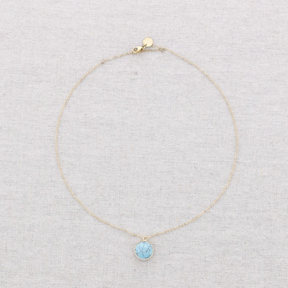 STEEL SHORT NECKLACE WITH FACETED STONE