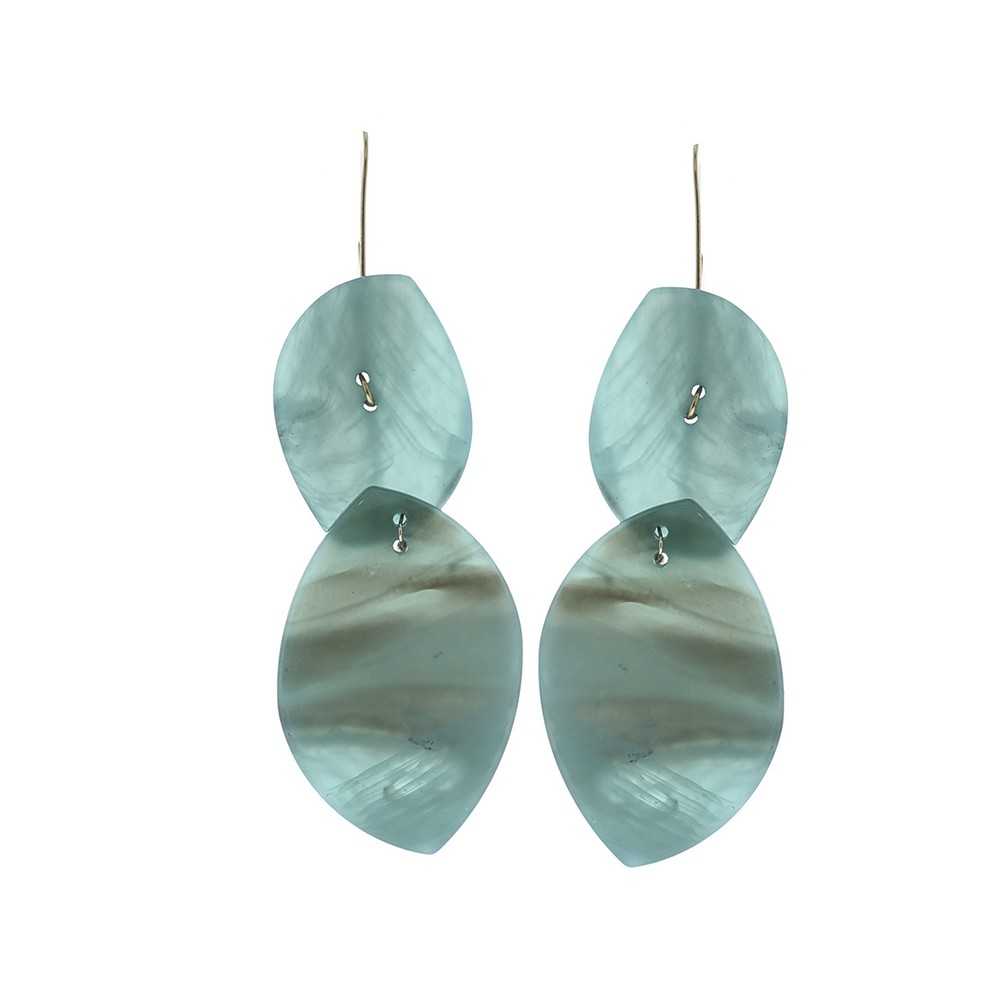 RESIN DOUBLE LEAF EARRINGS