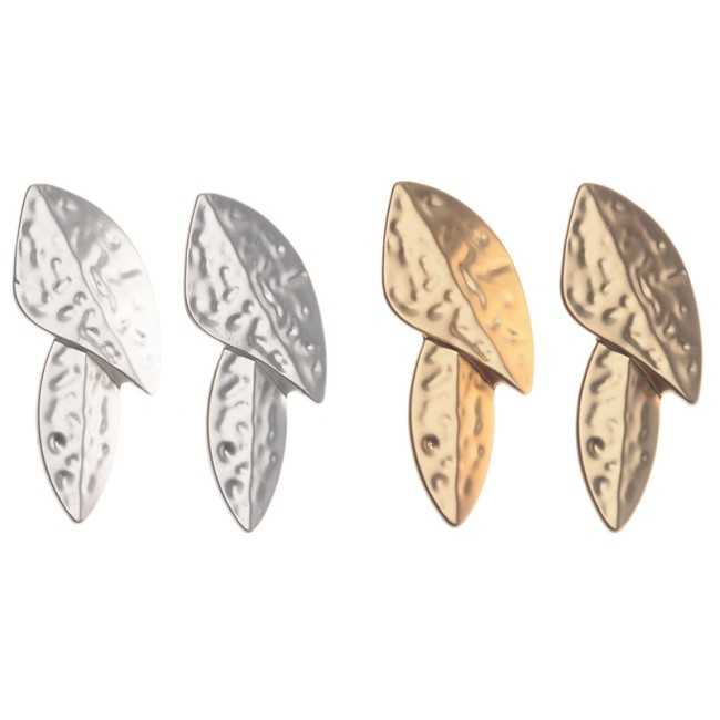 METAL DOUBLE LEAF EARRINGS