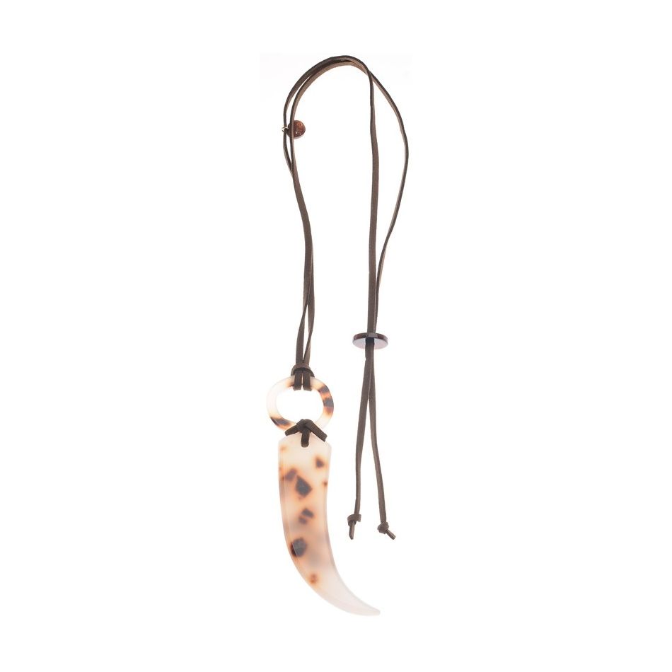 LONG RESIN HORN PENDANT NECKLACE