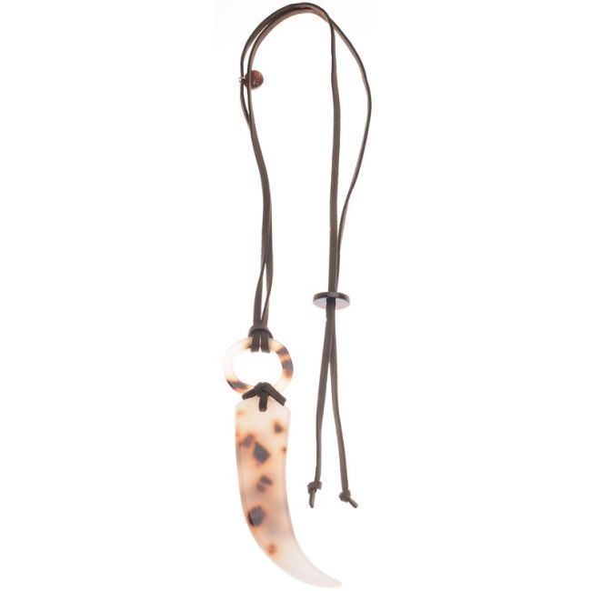 LONG RESIN HORN PENDANT NECKLACE