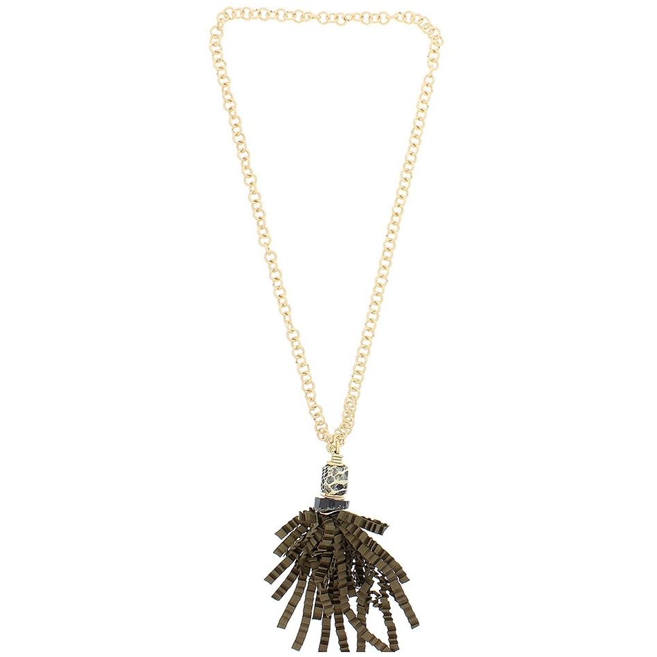 COLLAR LARGO COLGANTE FLECO CINTA RASO RIZADO
