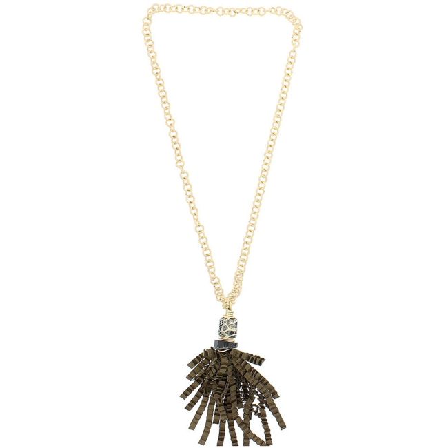 COLLAR LARGO COLGANTE FLECO CINTA RASO RIZADO