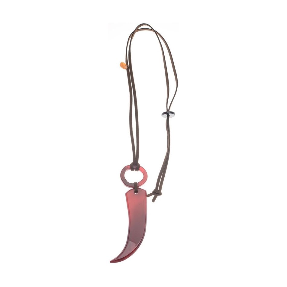 COLLAR LARGO COLGANTE CUERNO RESINA