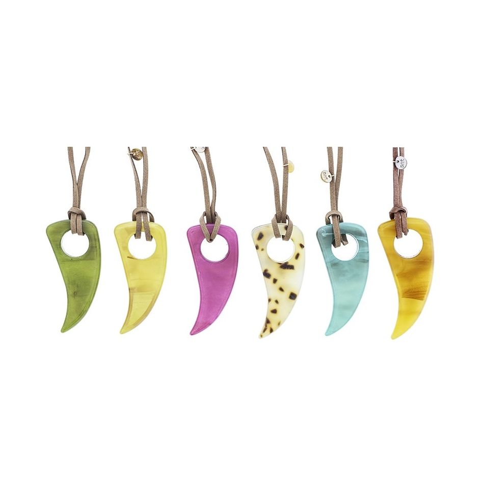 LONG RESIN HORN PENDANT NECKLACE