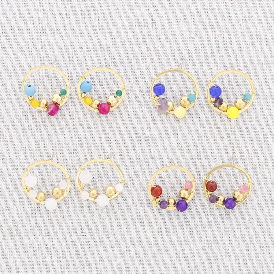 STEEL HOOP EARRINGS WITH STONES