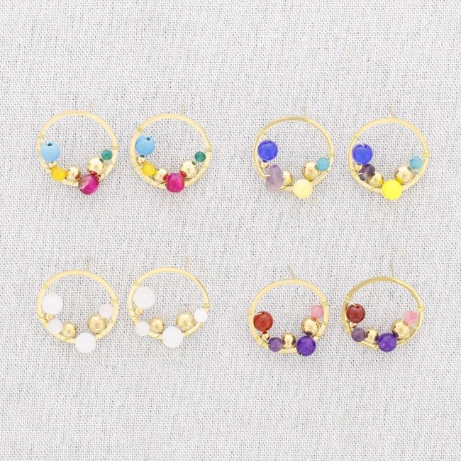 STEEL HOOP EARRINGS WITH STONES