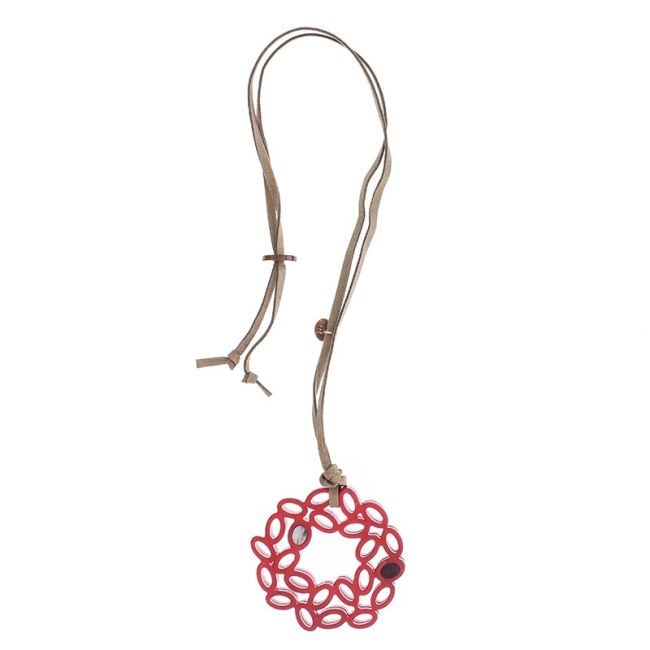 LONG NECKLACE PENDANT IRREGULAR RESIN RING
