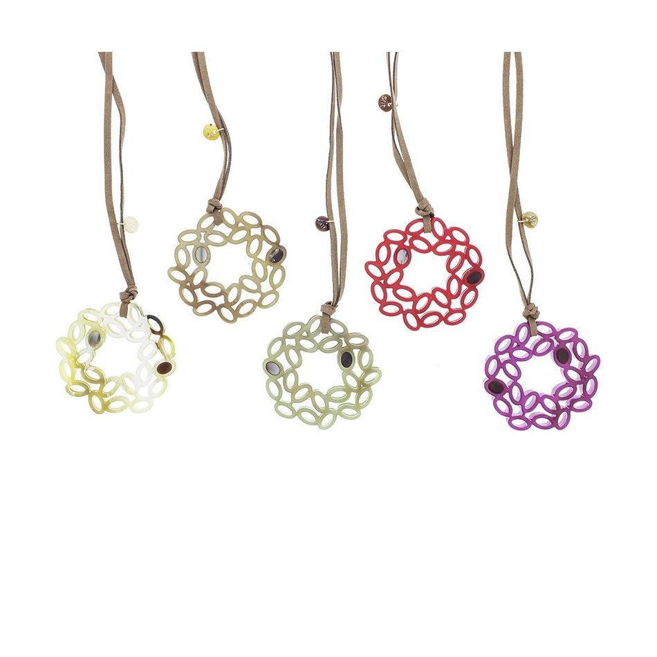 LONG NECKLACE PENDANT IRREGULAR RESIN RING