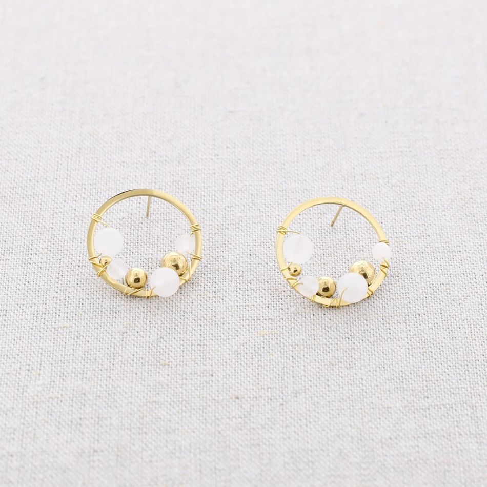 STEEL HOOP EARRINGS WITH STONES