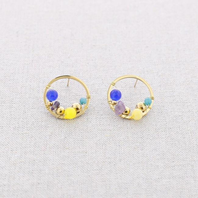STEEL HOOP EARRINGS WITH STONES