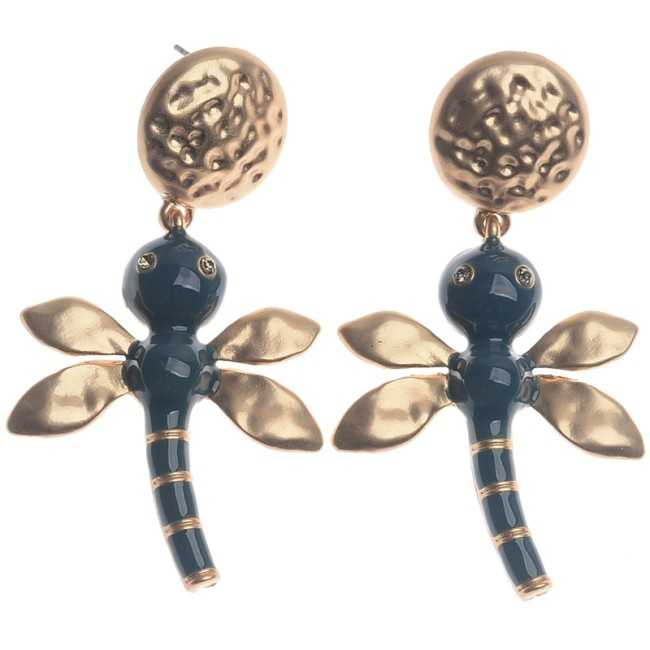 ENAMEL METAL DRAGONFLY EARRINGS