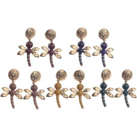 ENAMEL METAL DRAGONFLY EARRINGS