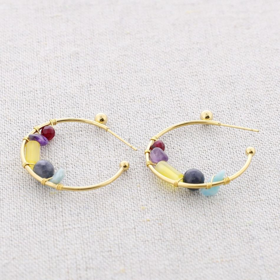 PENDIENTES ACERO ARO PIEDRAS