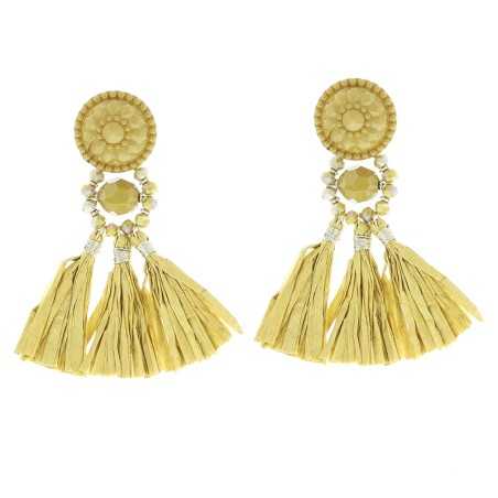 RESIN HANGING EARRINGS FRINGE RAFFIA