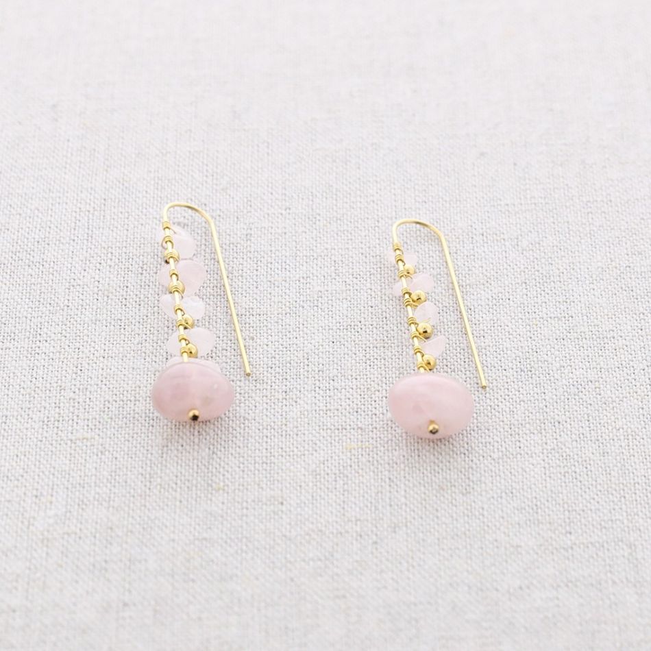 STEEL HOOK EARRINGS WITH STONE BEADS
