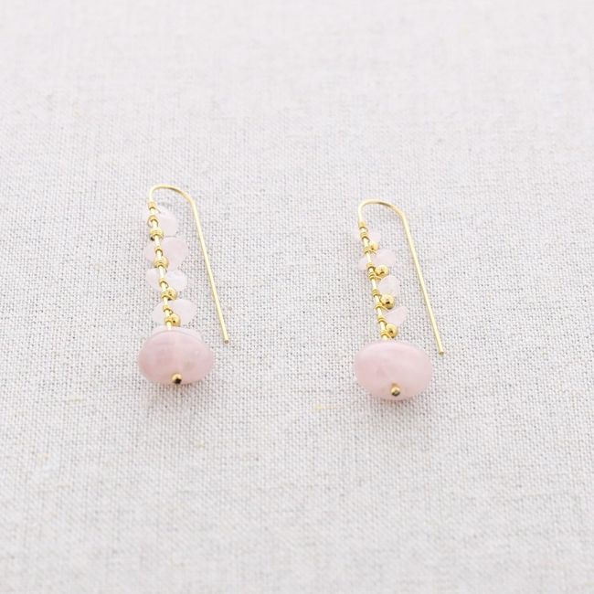STEEL HOOK EARRINGS WITH STONE BEADS