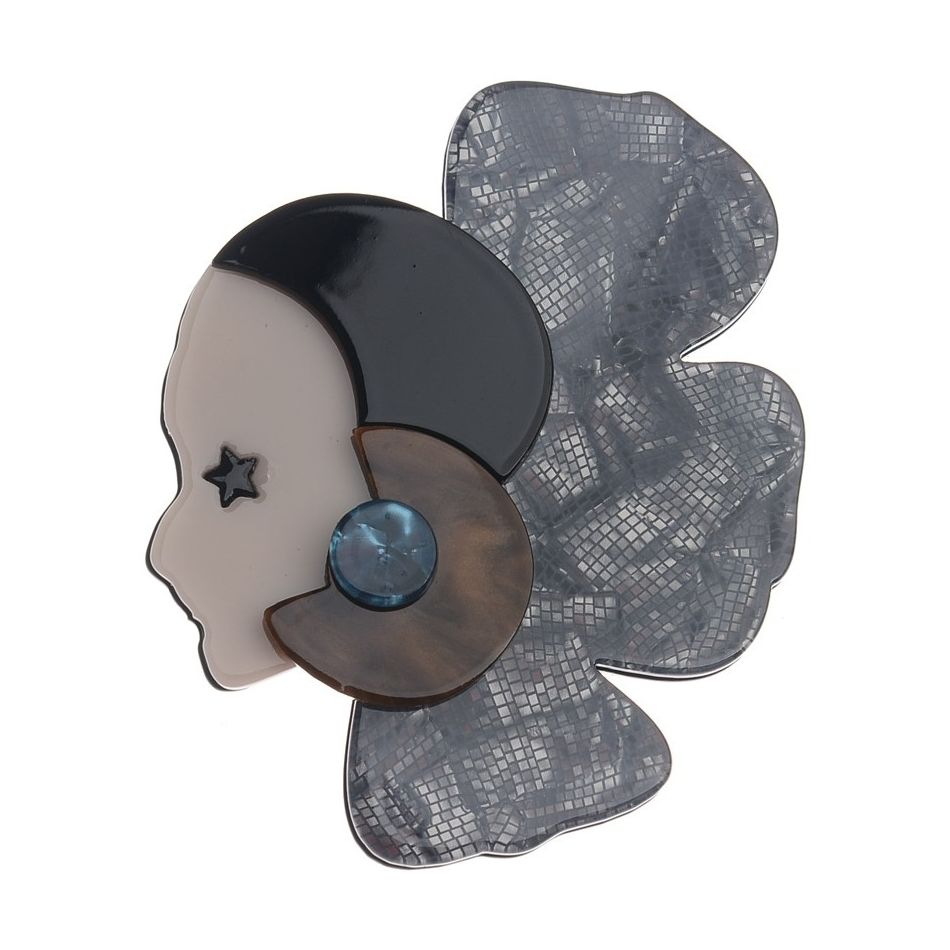 RESIN WOMAN FACE BROOCH