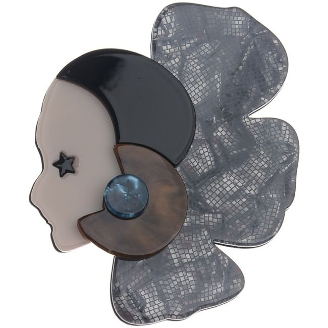 RESIN WOMAN FACE BROOCH
