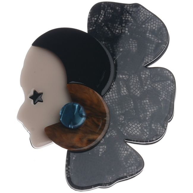 RESIN WOMAN FACE BROOCH