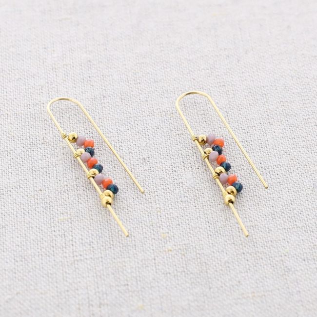 PENDIENTES GANCHO ACERO CUENTAS CRISTALES