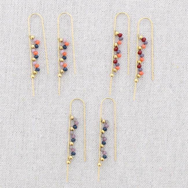PENDIENTES GANCHO ACERO CUENTAS CRISTALES