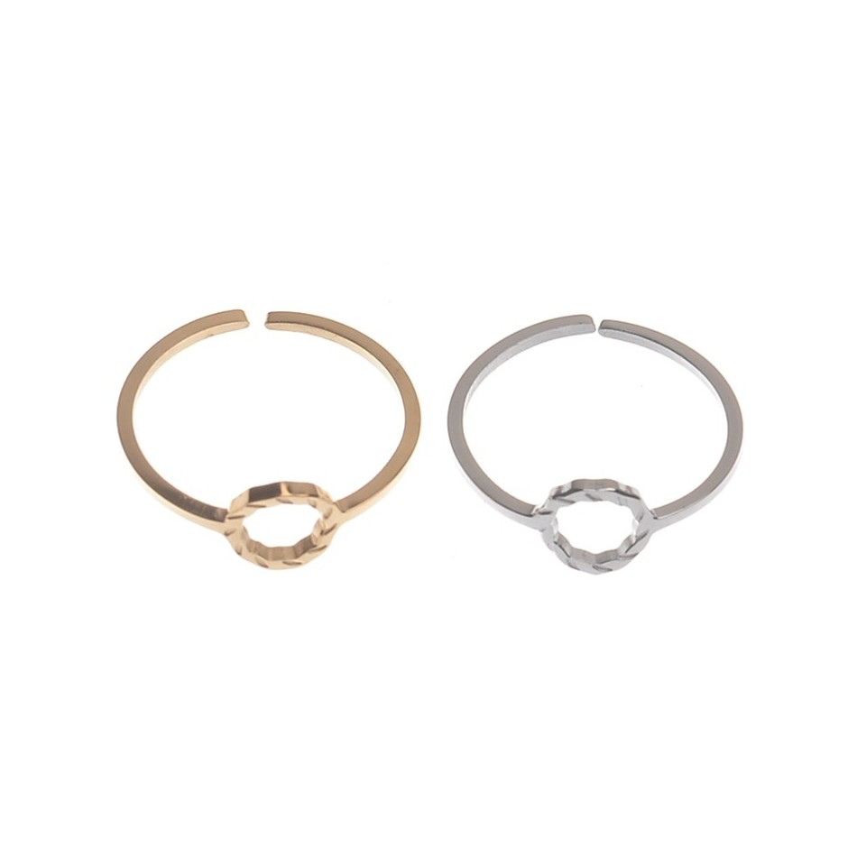 ANILLO ACERO ABIERTO HEXAGONAL DIBUJO