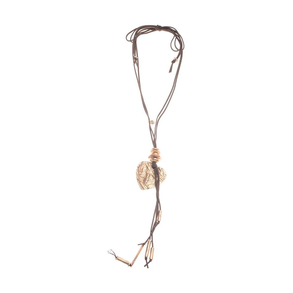 COLLAR LARGO COLGANTE CORAZÓN METAL FLECO