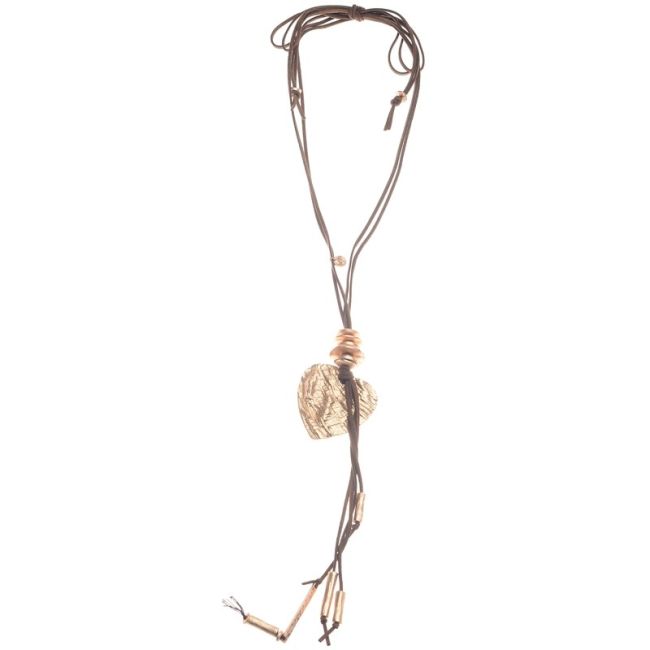 COLLAR LARGO COLGANTE CORAZÓN METAL FLECO