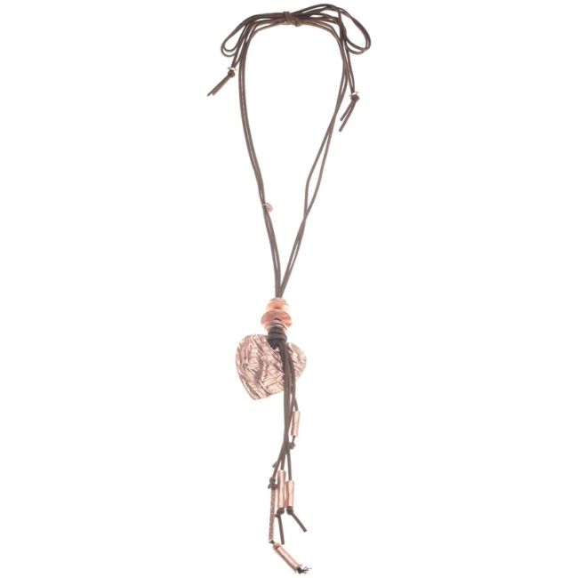 LONG METAL HEART PENDANT NECKLACE FRINGE