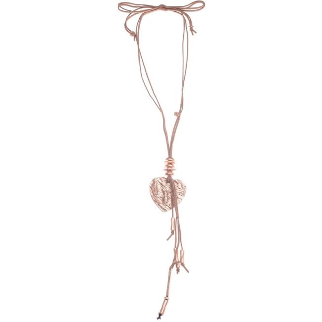 COLLAR LARGO COLGANTE CORAZÓN METAL FLECO