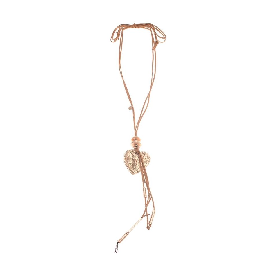 COLLAR LARGO COLGANTE CORAZÓN METAL FLECO