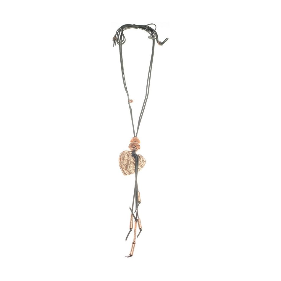 COLLAR LARGO COLGANTE CORAZÓN METAL FLECO