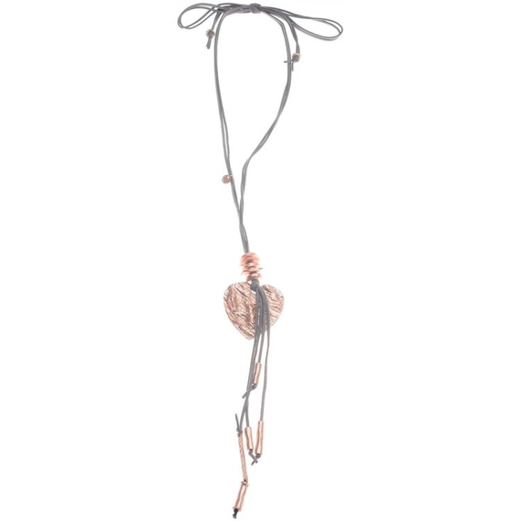 LONG METAL HEART PENDANT NECKLACE FRINGE 2