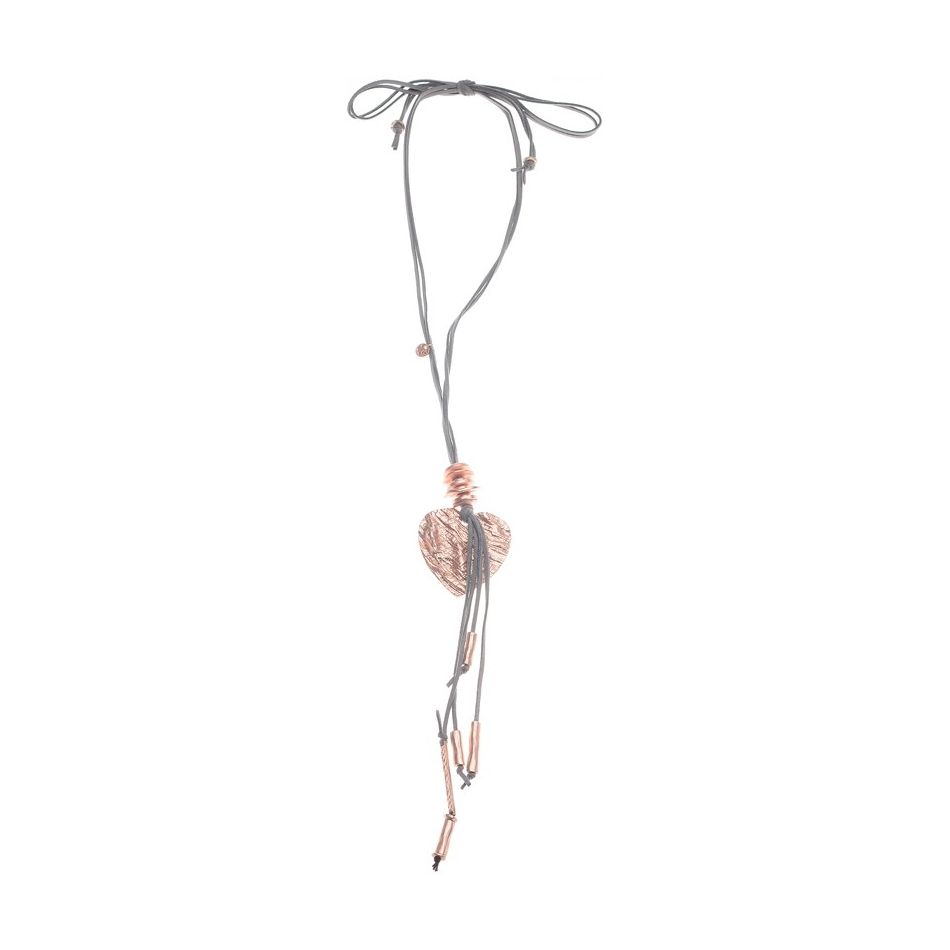 COLLAR LARGO COLGANTE CORAZÓN METAL FLECO