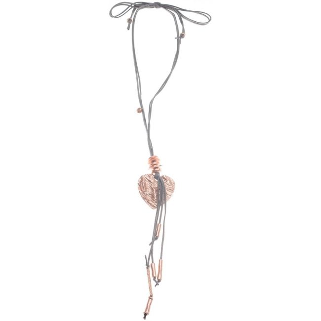 COLLAR LARGO COLGANTE CORAZÓN METAL FLECO