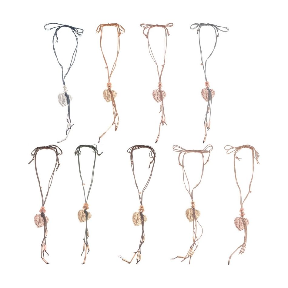 LONG METAL HEART PENDANT NECKLACE FRINGE