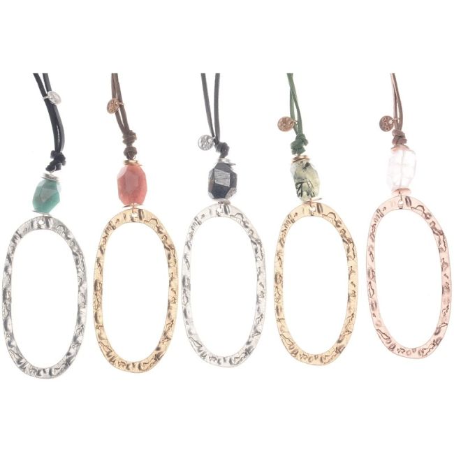LONG NECKLACE PENDANT LONG RING METAL