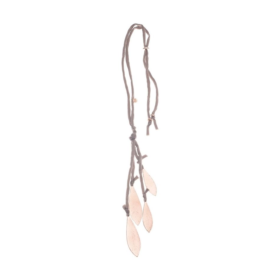 COLLAR LARGO COLGANTE CUATRO HOJAS METAL