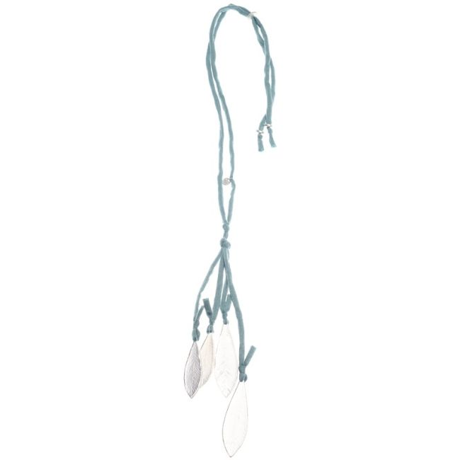 COLLAR LARGO COLGANTE CUATRO HOJAS METAL